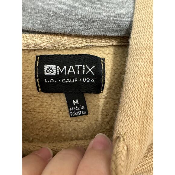 Matix Color Block Hoodie Sweatshirt Black Tan Gray Size M Unisex Autumn - Picture 4 of 11